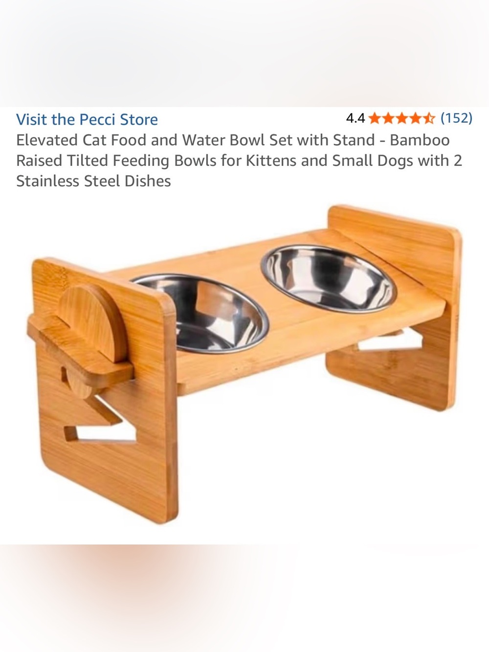 Wooden Elevated Double Pet Bowl Stand with Stainless Steel Dishes